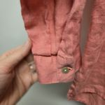 J jill Love Linen Essential Coral Shirt Button Down Long Sleeve Size Medium Pink Photo 4
