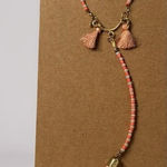 Shiraleah Boho Coral Pink Tassel Necklace with Gold Chain and Beaded Details Photo 0
