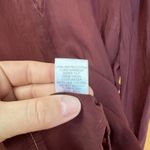 Maven West Maven‎ West Maroon Blouse Cupro USA XS cut out mock neck Long sleeve Boho Photo 3