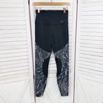 Nike Power Gym Flutter Feathers Print Leggings Black Grey Womens Small Photo 2