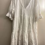 Sundance  Jasmine White Eyelet midi Dress tiered asymmetric M petite Photo 2