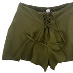 FAVLUX Tie Up Flowy Boho Shorts Olive Green Size Medium Summer Lined Bohemian Photo 1