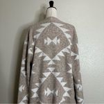 Frye  Beige Cream Geometric Pattern Open Front Long Sweater Cardigan, Size XL Photo 8