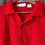 Raleighs Textured Knit Polo Sweater Red Vintage Wool blend made in ITALY XL Photo 2