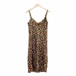 Rebecca Minkoff  Leopard Print Slip Dress Satin Midi Spaghetti Straps Size Large Photo 2