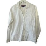 Vineyard Vines Vineyard Vine White Long Sleeve V-Neck Ruffle Trim Button-Up Shirt Women's 14 Photo 0