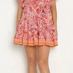 Poupette St. Barth Mini Bona V Red Chagal Printed Pink Orange Dress Size Small Photo 0