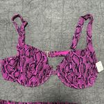 Jessica Simpson NEW Pink Magenta Snake Print Ribbed Bikini Set Underwire Top Photo 6