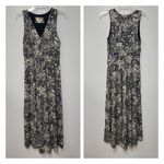 Anthropologie Maeve Black & White Floral Livia Flared Maxi Dress size Photo 4