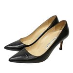 Manolo Blahnik  Black Leather BB 90 Pointed Toe Pumps Size 37/7 Photo 0