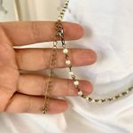Vintage Dainty Silver Gold Toned Beaded Pearl Cross Charm Religious Necklace Photo 5