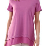 Soft Surroundings  Willa Short Sleeved Tee Top Shirt Radiant Orchid size XS‎ NWOT Photo 0