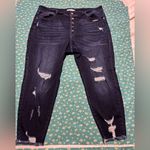 Kancan High Rise Curvy Skinny Distressed Jeans Size 24 Black Photo 0