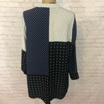 Alfani  Colorblock Blue Button Down Top Photo 3