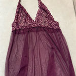 Victoria's Secret Victoria’s Secret Lace Halter Babydoll Lingerie in Burgundy Size XL Photo 0