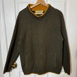 IrelandsEye 100% Wool Zip Cardigan Jacket Olive Mustard Trim Women’s Small/Med Green Photo 0