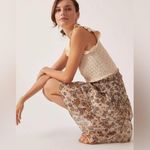 Anthropologie Current Air Sweater Dress Large Smocked Ruffle Crewneck Floral S Photo 16