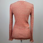 Club Monaco  Ribbed Knit Sweater Fringe Crewneck Long Sleeve Peach Stretch Small Photo 10