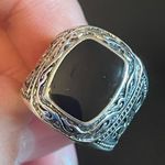 S925 silver natural obsidian ring size 7.5 Photo 7