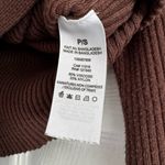 Garage  Brown and Tan Long Sleeve Ribbed button up crop top size S Photo 2