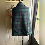 Vintage handmade navy green plaid button front cape shawl, one size Blue Size one size Photo 6