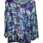 Habitat  Sweater Women's Size Medium Abstract Watercolor Soft Purple Blue Photo 0