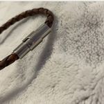 Braided Leather Sand Dollar Necklace Brown Photo 3