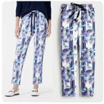 J.Crew Drapey Pull-On Pant in Vintage Floral Stripe Ankle Size 4 EUC Photo 1