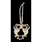Vintage Owl Necklace Pendant 18 in Chain Extender Black Crystal Eyes Accents EUC Photo 2