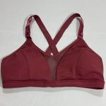 Womens Burgundy & Gray Sports Bra With Crisscross Straps Nylon Blend Stretchy Me Purple Size L Photo 0