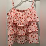 Forever 21 Pink & Red Floral Poppies Ruffled Long-Cropped Cami Tank Top - Size L Photo 1