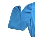 VTG 80s Balloon Long Sleeve Ruffle Midi Dress Blue Pearl Front Accent Women’s 10 Photo 4