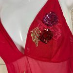 Victoria's Secret  VS Red Floral Embroidered Mesh Sheer Mini size M Photo 6
