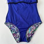 Becca One Shoulder Ruffle Paisley Print Swimsuit One Piece Bathing Suit Medium Photo 5