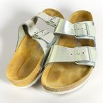 Birkenstock  Women's Silver Metallic Leather Arizona Sandals Sz 40 W Sz 9 Photo 3