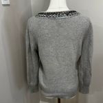 J.Crew  Collection Grey Italian Cashmere Sweater Gem Embellished Collar Medium Photo 1
