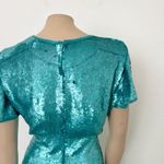 [Vintage] Naeem Khan Riazee Nights Turquoise Sequined Mini Sheath Dress Sz Large Blue Photo 5