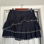 Ulla Johnson  Ella Skirt Navy Embroidered Layered Tiered Scalloped Edge Photo 2