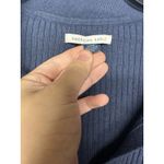 American Eagle  Women’s Medium Navy Ribbed Knit Collared V Neck Long Sleeve Photo 5