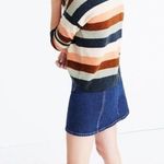 Madewell Pullover Sweater in Elmwood Stripe Orange Blue Size Medium Alpaca Wool Photo 1