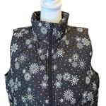 Lands' End Insulated Vest Black White Snowflakes Womens Size Medium Petite New Photo 3