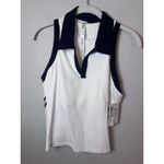 Splits59  Austin Airweight Crop Polo Top Women's Size L White Navy Athleisure NWT Photo 2