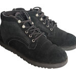 UGG  Bethany Suede Lace Up Sheepskin Lined Ankle Boots Black Women Size 9.5 Photo 0