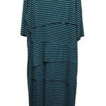 Avenue Black and Blue Stripe Tiered Maxi Dress Size 26/28 Photo 0