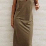 OZMA Silk Noil Slip Dress in Olive size Large Green Photo 0