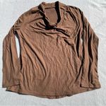 Oska Drapey Cowl Neck Brown Long Sleeve Shirt Top Size 2 8/10 M 100% Cotton Size M Photo 0