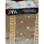 ZARA  Blue Green Embroidered Pom Pom Neck Embroidered‎ Eyelet Blouse Size XS Photo 6