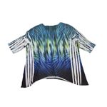 Catherines  Women’s Blue Abstract Zebra Embellished Blouse Sz 3X Boho Resortwear Photo 2