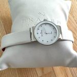 Skagen Steel Ladies Watch Beautiful White Leather White Dial Original Box Incl. Photo 3