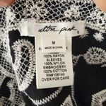 Ultra Pink Black Cream Boho Sheer Flowy Floral Shirt Size M Photo 5